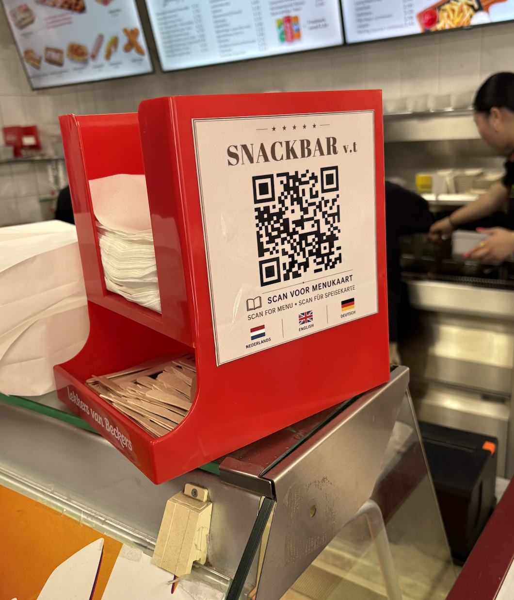 QR-menukaart voorbeeld bij Snackbar